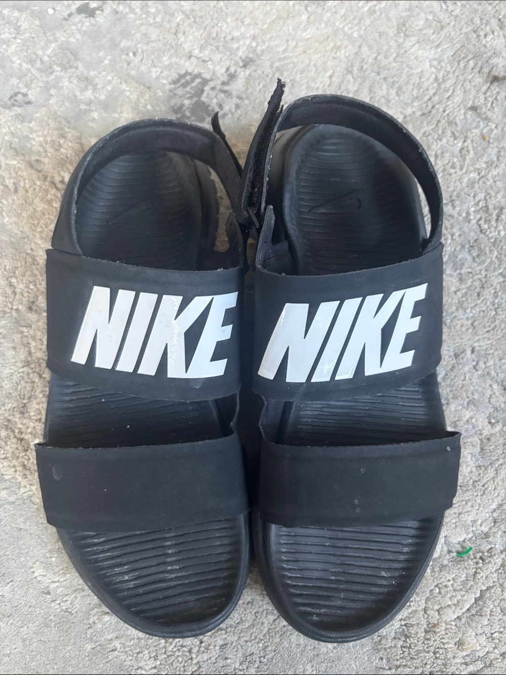 Nike Black and White Logo Strap Sandals